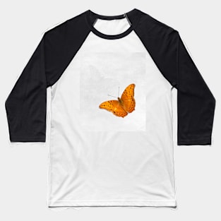 Butterfly and ghost on textured white Baseball T-Shirt